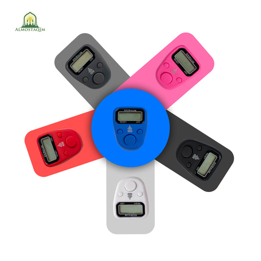 ALMOSTAQIM 6-Pack Digital Tally Finger Counter with Led, Colorful Tasbeeh Tasbih 5-Digits Counter Clickers with Led Light, Carry Ring, Individual Hard Case for Muslims Pray Knitting Track Golf Lap