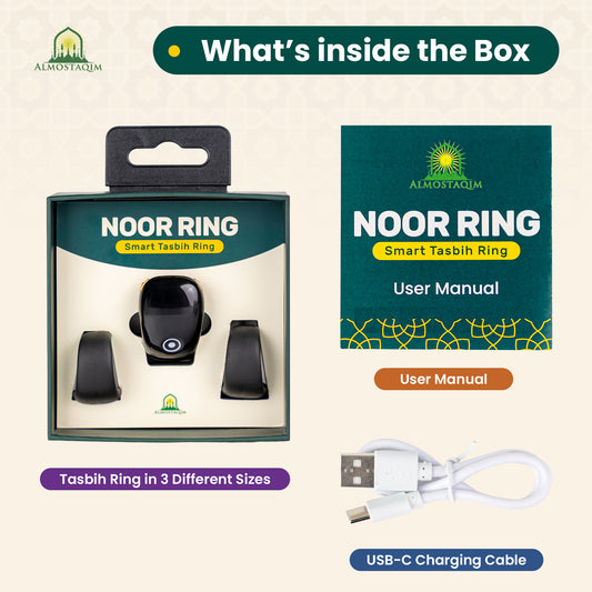 ALMOSTAQIM Tasbih Counter Zikr Rings, Smart Tasbeeh, Electronic Digital Tasbih Rings Adjustable Sizes Finger for Muslims, Prayer, Reminder, Home