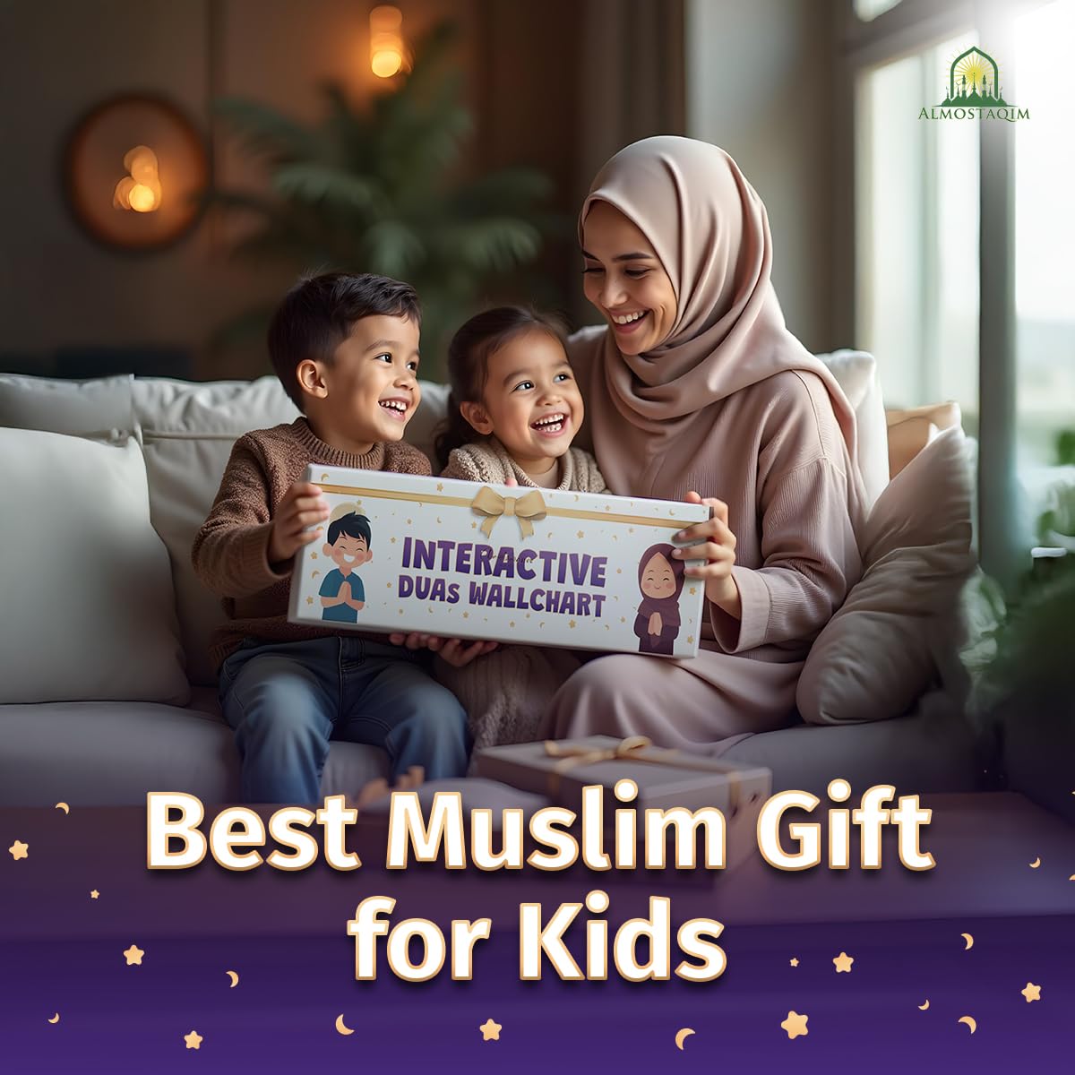 Almostaqim Dua Wall Chart - Interactive Islamic Learning Tool for Kids - Visual & Audio Teaching of Duas & Quran Surahs in Arabic, English - Islamic Gifts for Muslims, Children & Families for Ramadan
